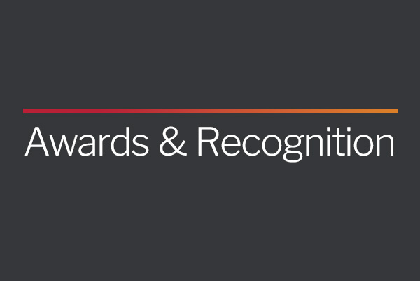 A graphic with a gradiant line stating: Awards & Recognition